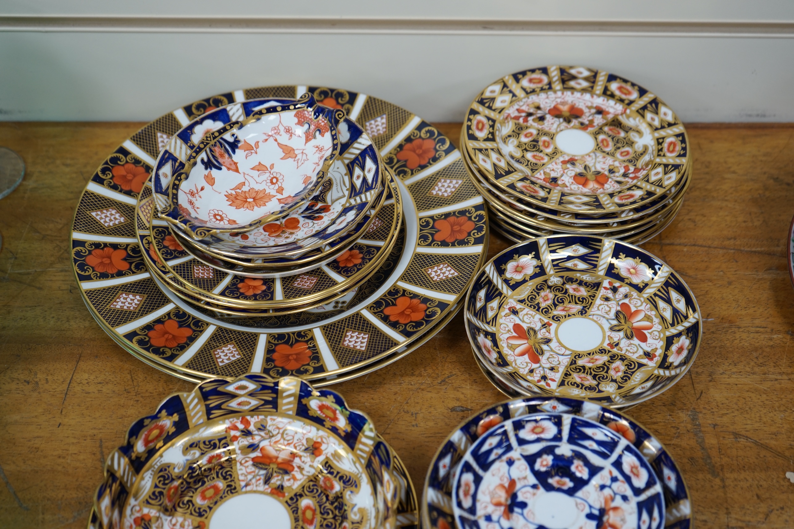 A collection of mostly Royal Crown Derby and Davenport Imari pattern teawares. Condition - good